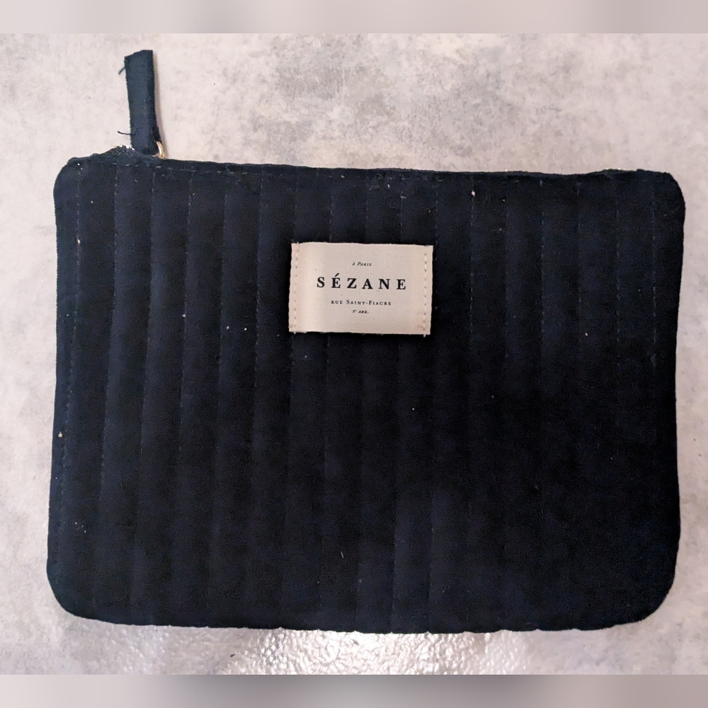 Navy blue velour pouch